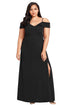 Sexy Black Long Off the Shoulder Plus Size Gown